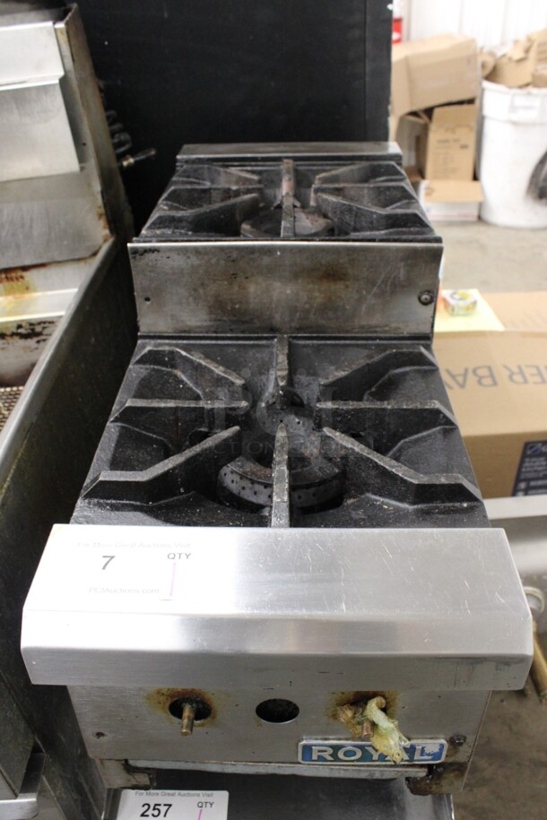 Royal Stainless Steel Commercial Countertop Natural Gas Powered 2 Burner 2 Tier Range. 12x31x15