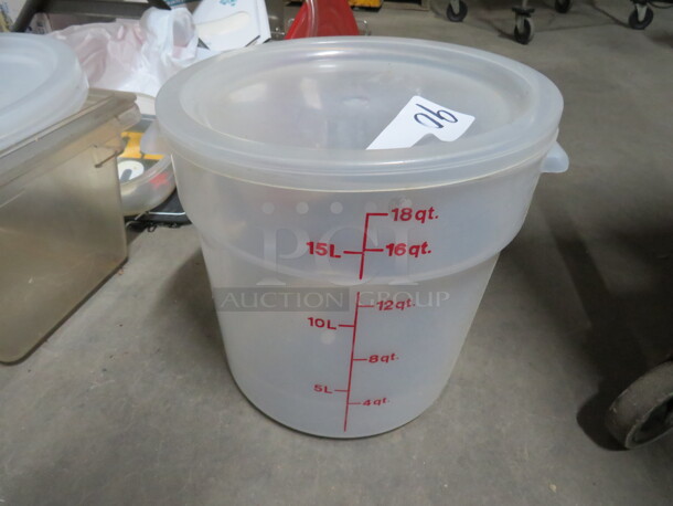One 18 Quart Food Storage Container With Lid. - Image 1 of 1
