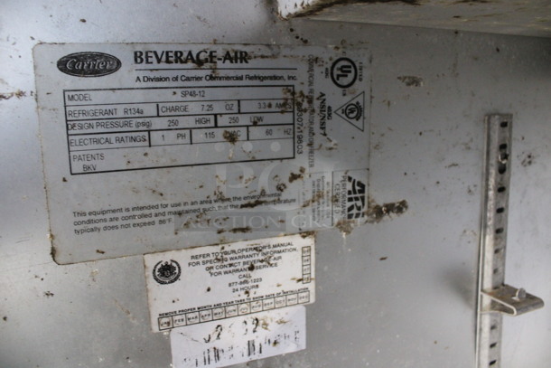 Beverage Air Model SP48-12 Stainless Steel Commercial Sandwich Salad Prep Table Bain Marie Mega Top on Commercial Casters. 115 Volts, 1 Phase. 48x30x41.5. Tested and Powers On But Does Not Get Cold - Image 8 of 8