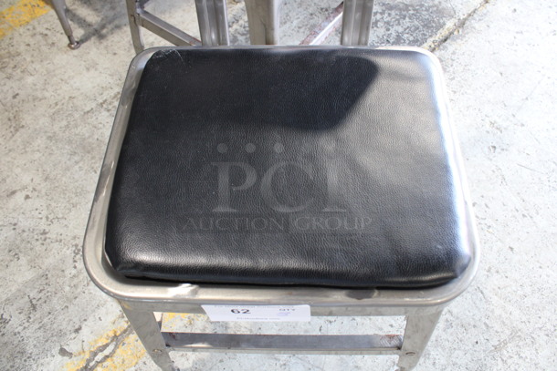 4 Gray Metal Industrial Style Dining Height Chairs w/ Black Seat Cushion. Stock Picture - Cosmetic Condition May Vary. 16x17x30. 4 Times Your Bid! - Image 4 of 5