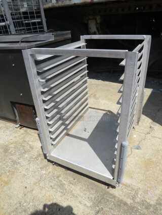 One Aluminum Speed Rack On Casters. 22X27X32.5