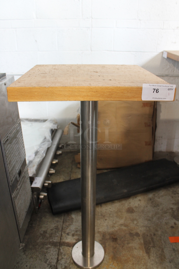 Wooden Butcher Block Bar Height Table on Chrome Finish Metal Base. - Image 1 of 2