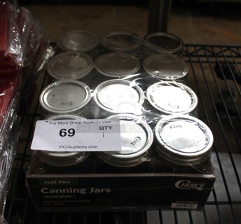 ALL ONE MONEY! Lot of BRAND NEW Choice Half Pint Canning Jars