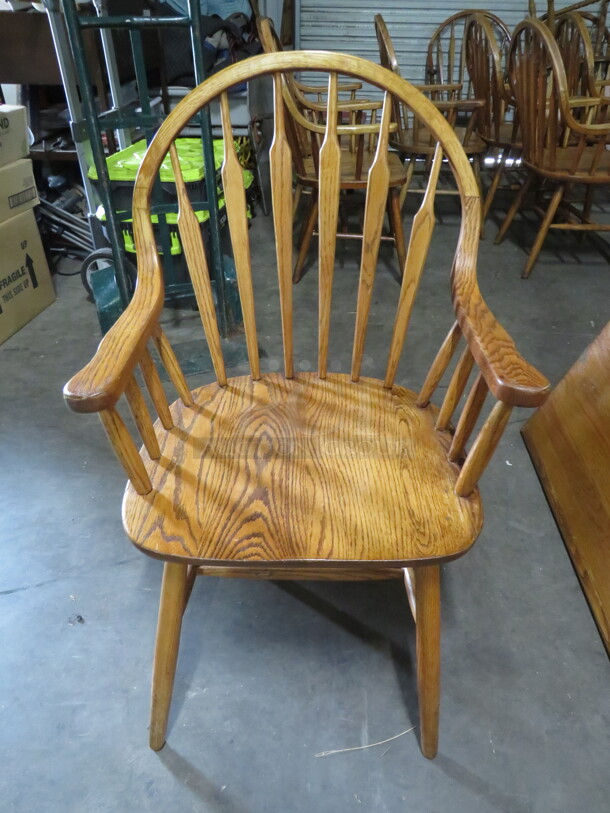 Solid Oak Arm Chair. 4XBID - Image 1 of 2