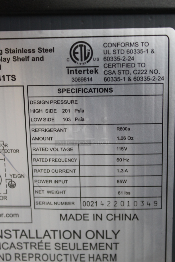 BRAND NEW SCRATCH AND DENT! Whynter FWC-341TS Stainless Steel 34 Bottle Freestanding Stainless Steel Wine Refrigerator with Display Shelf and Digital Control. 115 Volts, 1 Phase. Tested and Working! - Image 6 of 6