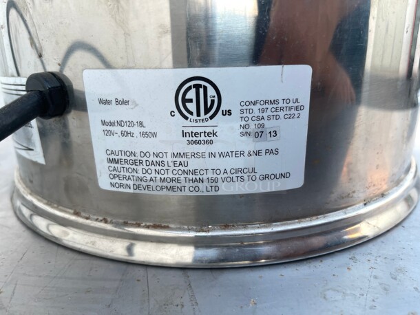 Barely Used! Commercial 18L Water Boiler Great For Hot Water Dispenser or Coffee Dispenser NSF 115 Volt Tested and Working! - Image 5 of 9