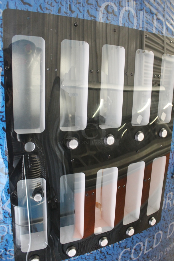 BRAND NEW SCRATCH AND DENT! Vendo 821 V21 Trade Blue Refresh SVA Live Display Stack Vending Machine Cold Drink Vending Machine With 10 Drink Choices.  115 Volts, 1 Phase. Tested and Working! - Image 3 of 11