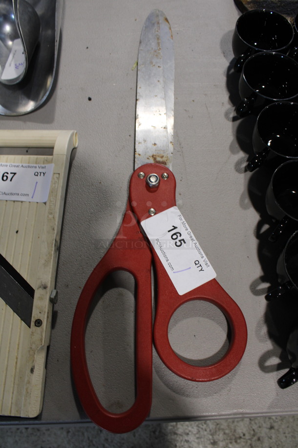 Red Wooden and Metal Oversized Scissors. 25x8x1