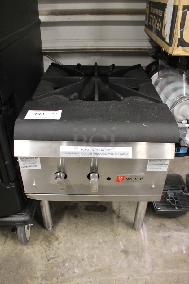 BRAND NEW SCRATCH AND DENT! Wolf WSPR1N-1 Commercial Stainless Steel Natural Gas Stock Pot Range With One Burner On Galvanized Legs. 110,000 BTU.  - Image 1 of 8