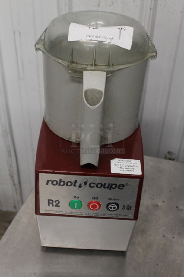 Robot Coupe R2N Metal Commercial Countertop Food Processor w/ Poly Bowl, Lid and S Blade. 120 Volts, 1 Phase. Tested and Working!