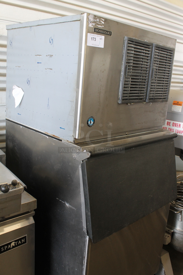 Hoshizaki KML-325MAJ Stainless Steel Commercial Ice Head on Commercial Ice Bin. 115 Volts, 1 Phase.