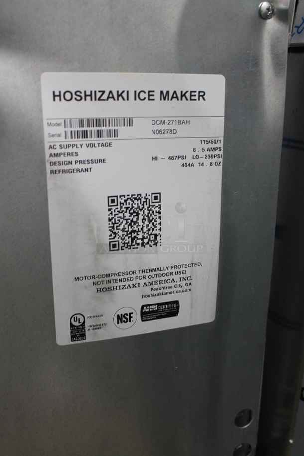 BRAND NEW SCRATCH AND DENT! 2023 Hoshizaki DCM-271BAH Stainless Steel Commercial Countertop Opti-Serve Ice Maker and Water Dispenser. 10 lb. Storage. 115 Volts, 1 Phase. - Image 6 of 7