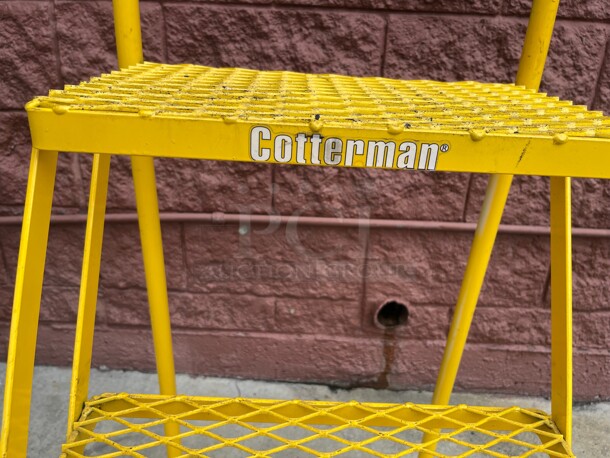 Nice! Cotterman Tilt N Roll 60 in H Steel Rolling Ladder, 3 Steps, 450 lb Load Capacity Yellow Color - Image 3 of 9