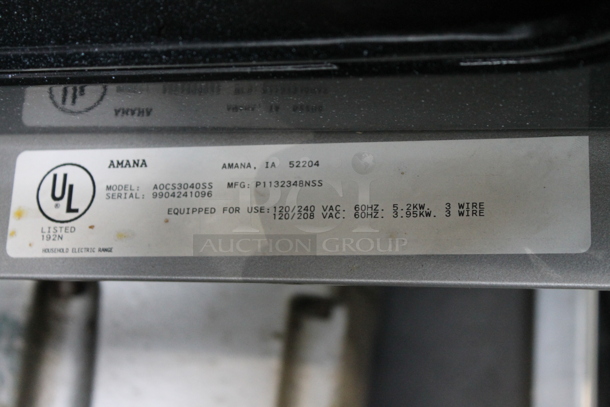 Amana AOCS3040SS Stainless Steel Commercial Electric Powered Oven. 120/208-240 Volts.  - Image 9 of 9