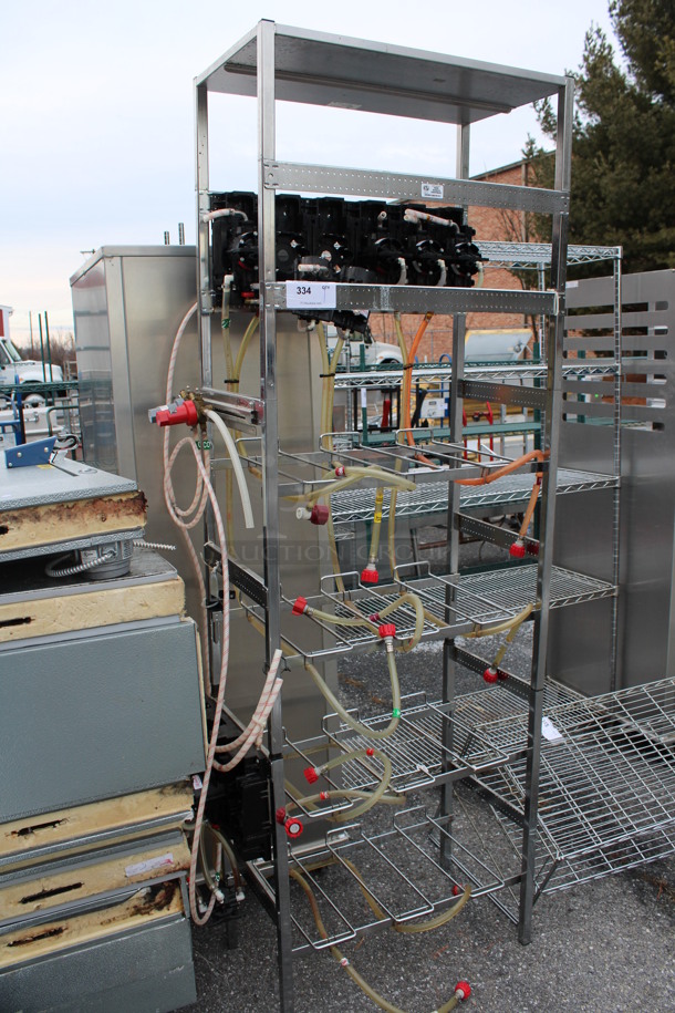 ALL ONE MONEY! Lot of 8 Soda Pumps on Chrome Finish Metal Soda Rack! 28x17x74 - Image 4 of 5