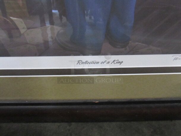 One 33X38 Framed Matted Picture Of Elvis. REFLECTION OF A KING By Ronnie McDowell. 2007. - Image 2 of 3