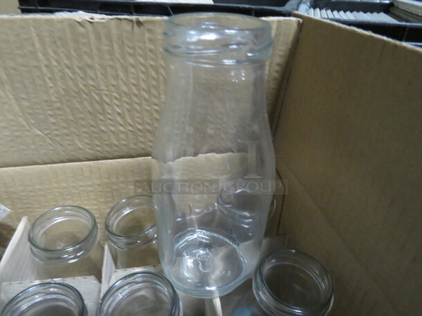 One Set Of 12 NEW Milk Bottle With Lids And Straws.  - Image 2 of 3