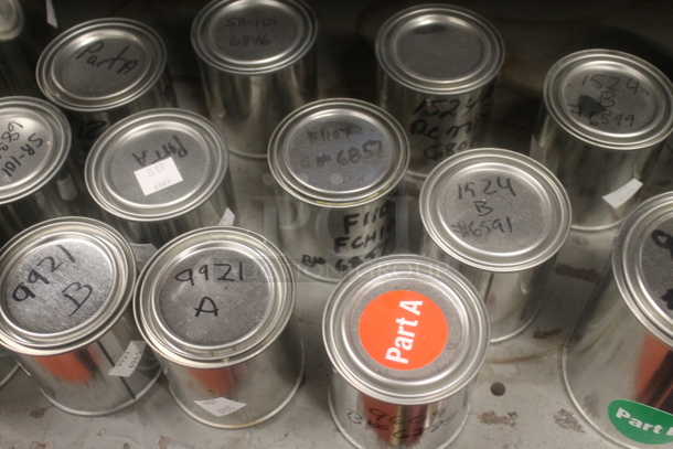 Brown and Tan Metal Cart w/ Contents on Commercial Casters. - Image 6 of 7