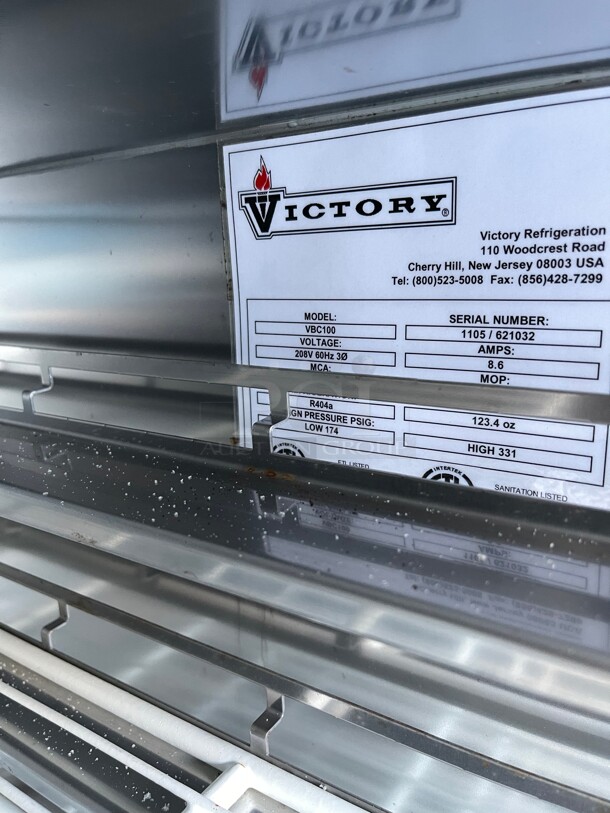 New! Victory VBC-100 Commercial Blast Chiller Hardening Cabinet 220 Volt 3 Phase NSF Tested and Working!