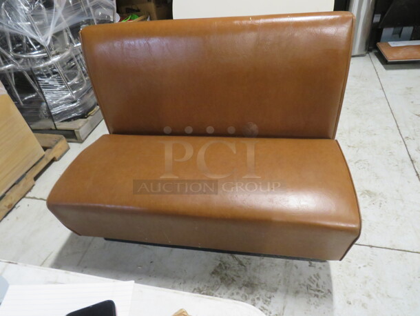 One Single Sided Brown Cushioned Booth. 44X25X35 - Image 1 of 1