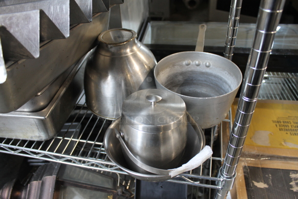 ALL ONE MONEY! Tier Lot of Various Items Including Metal Skillets, Stainless Steel Drop In Bins and Sauce Pan - Image 2 of 4