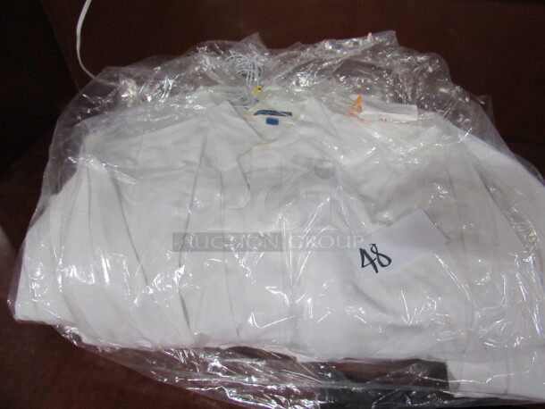 One Lot Of 20 Assorted Size Long Sleeve  White Button Up Port Authority Shirts.