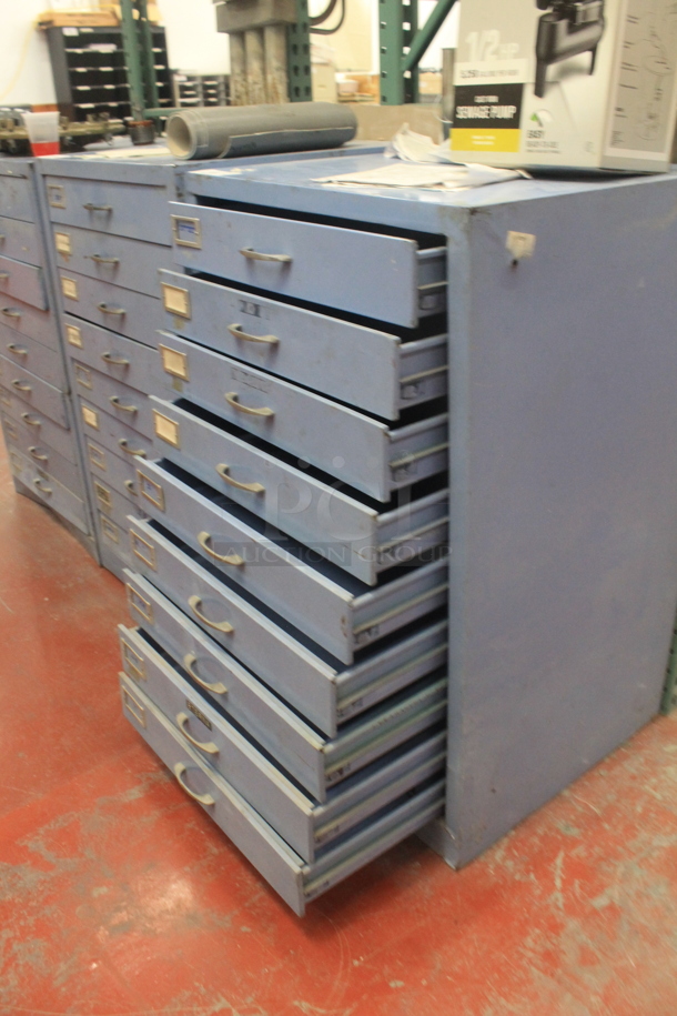 Blue Metal 9 Drawer Filing Cabinet w/ Contents. BUYER MUST REMOVE.
 - Image 4 of 4