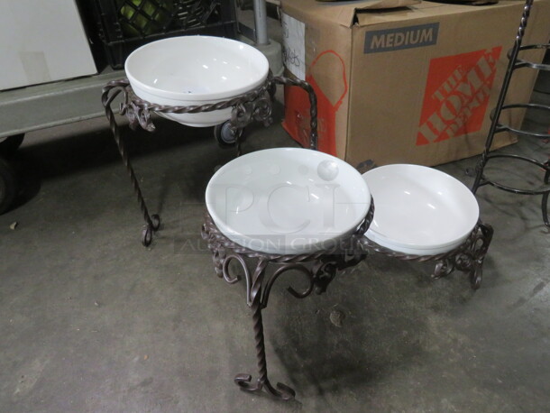 One Metal 3 Tier Buffet Server With 3 Bowls. NICE! - Image 1 of 2