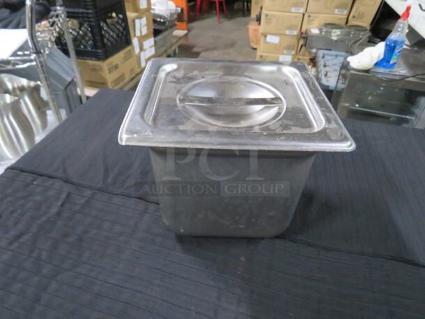 1/6 Size 6 Inch Deep  Hotel Pan With Lid. 3XBID