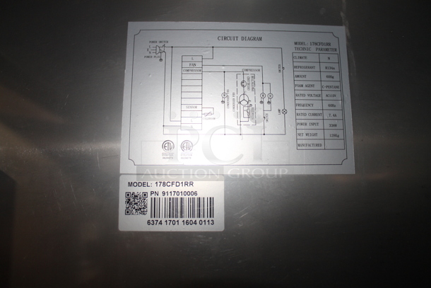 Avantco 178CFD1RR Stainless Steel Commercial Single Door Reach In Cooler on Commercial Casters. 115 Volts, 1 Phase. Tested and Powers On But Does Not Get Cold - Image 4 of 7