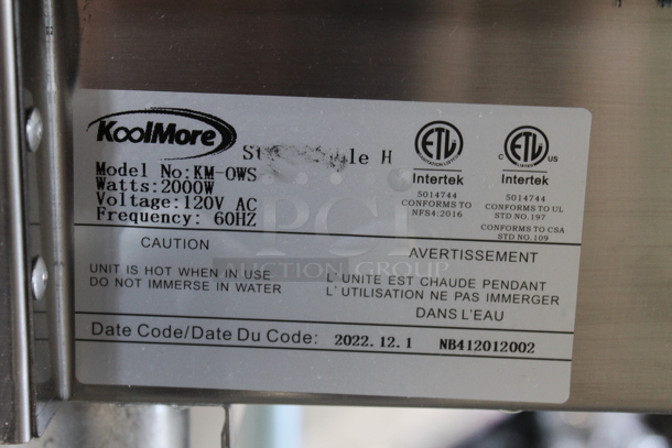 BRAND NEW SCRATCH AND DENT! KoolMore KM-OWS Stainless Steel Commercial Floor Style Electric Powered 4 Bay Steam Table w/ Under Shelf. 120 Volts, 1 Phase. Cannot Test Due To Plug Style - Image 9 of 11