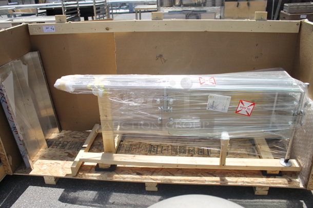 BRAND NEW IN CRATE! Metal and Glass Sneeze Guard. - Image 1 of 5