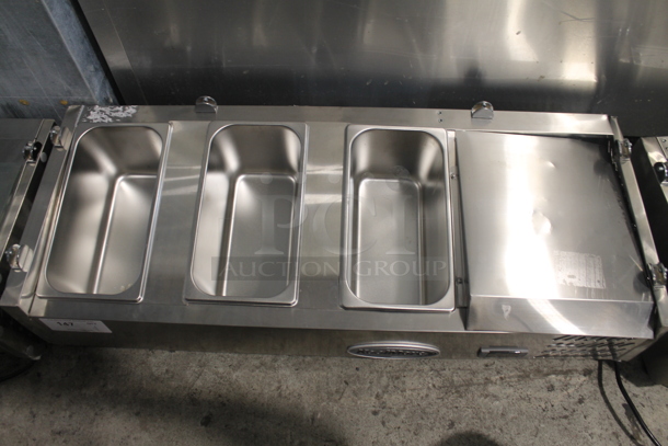 BRAND NEW SCRATCH AND DENT! KoolMore SCDC-3P-SSL Stainless Steel Commercial Countertop Refrigerated Rail w/ 3 Drop In Bins. 115 Volts, 1 Phase. Tested and Powers On But Does Not Get Cold - Image 4 of 11