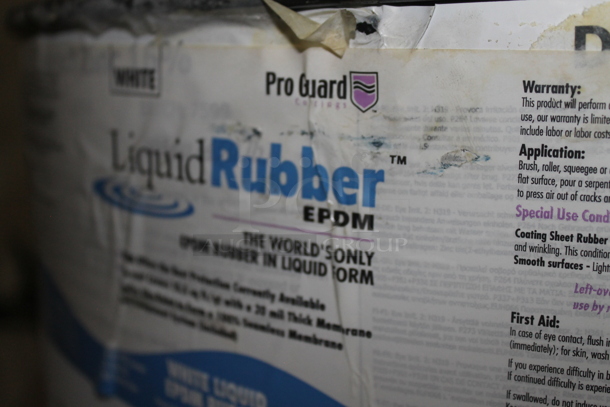 ALL ONE MONEY! Lot of Various Items Including Black Metal Barrel, Gray Poly Buckets of Moisture Cure Dark Gray Liquid Rubber and Metal Frame. BUYER MUST REMOVE. - Image 4 of 6