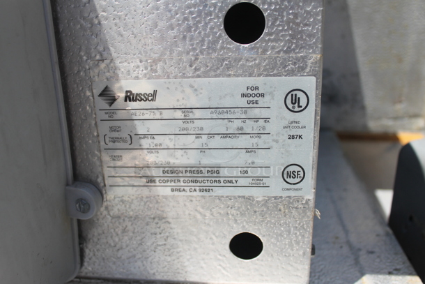2 Arctic Walk In Boxes That Make One Combo Box w/ Russell AE26-75B 208/230 Volt, 1 Phase Evaporator, Commercial Evaporator, Trenton Compressor and Trenton TEZA020L8-HS2B-F 208-230 Volt, 1 Phase Compressor. Cooler Is 8'x12' and Freezer Is 8'x8'. 2 Times Your Bid! - Image 2 of 12