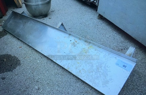 One Stainless Steel Wall Mount Shelf With Brackets. 69X12X12
