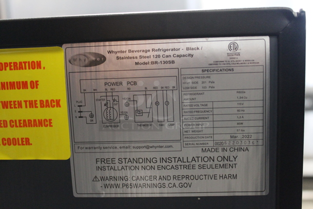 BRAND NEW SCRATCH AND DENT! Whynter BR-130SB Stainless Steel Commercial 120 Can Capacity Beverage Cooler Merchandiser. 115 Volts, 1 Phase. Tested and Working! - Image 5 of 7