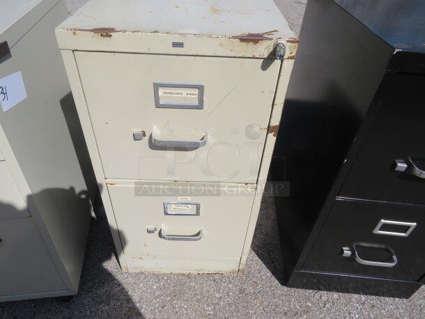 One Hon 2 Drawer Metal File Cabinet. 15X25X29