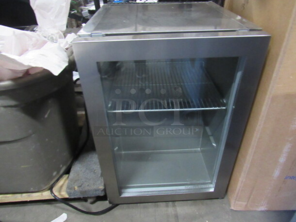 One Stainless Steel Counter Top Glass Door Cooler With 1 Rack. Model# MED. 115-120 Volt. 16X18X22.5