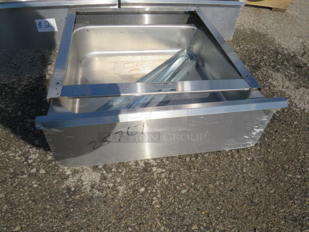 One Stainless Steel Drawer. 22X23X7