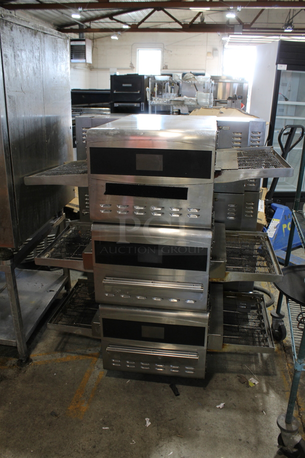 3 Ovention C20003PH Stainless Steel Commercial Electric Powered Conveyor Pizza Oven. 208/240 Volts, 3 Phase. 3 Times Your Bid!