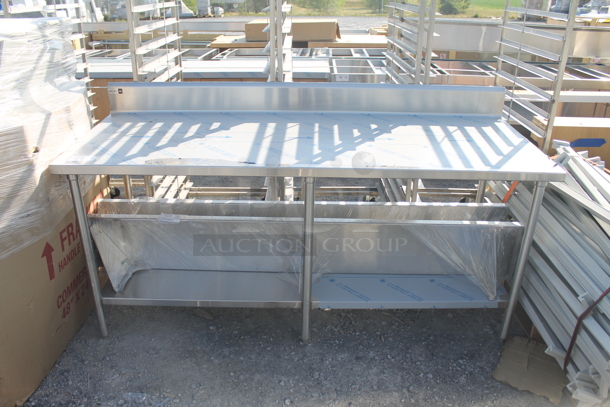 BRAND NEW! ACS FAB LLC Stainless Steel Table w/ Back Splash and Under Shelf. Does Not Come w/ Shelves on Under Shelf.