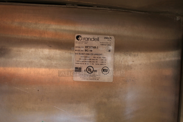 2014 Randell BC-18 Stainless Steel Commercial Blast Chiller. 115/230 Volts, 1 Phase. - Image 5 of 8