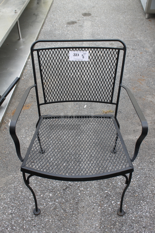 8 Black Metal Mesh Patio Chairs w/ Arm Rests. 8 Times Your Bid! - Image 3 of 4