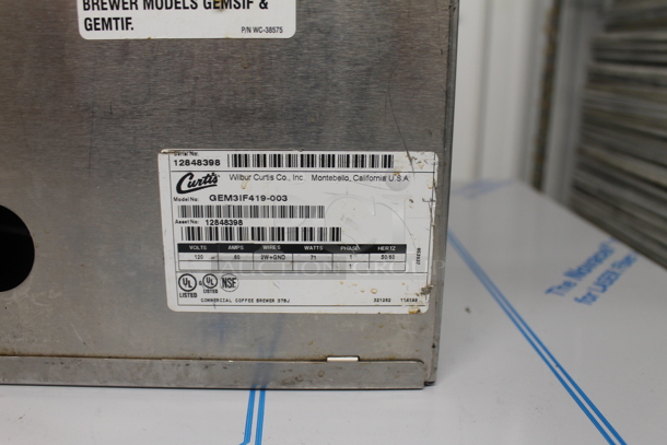 2 Curtis GEM3IF419-001 AND GEM3IF419-003 Commercial Stainless Steel Countertop Coffee Maker/Dispenser. 120V, 1 Phase. 2 Times Your Bid!  - Image 6 of 10