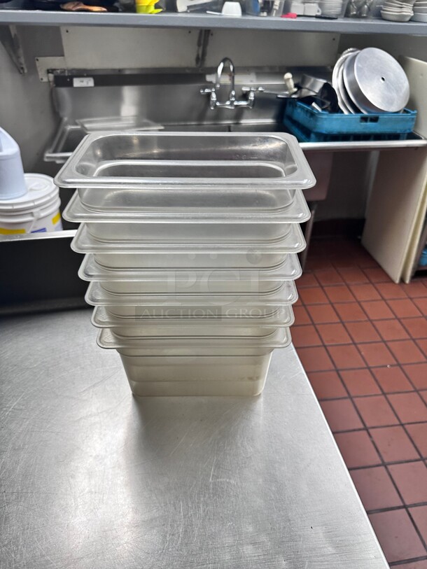 Clean! Cambro  Camwear 1/8 Size Clear Polycarbonate Food Pan - 6 inch Deep NSF  - Image 2 of 3