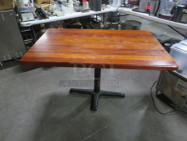 One BEAUTIFUL 2 Inch Thick Butcher Block Table Top On A Pedestal Base.  48X30X29 - Image 1 of 2