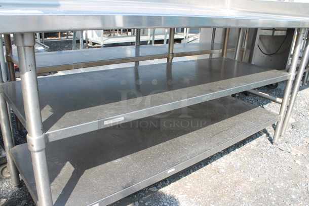 Stainless Steel Commercial Table w/ Back Splash and 2 Under Shelves. - Image 3 of 5