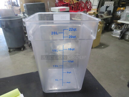 One 22 Quart Food Storage Container.