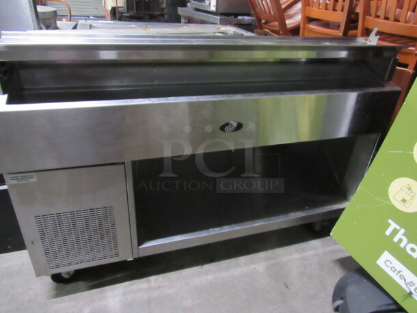 One Stainless Steel Randell Cold Pan With Under Storage, On Casters. Model# 11360PR-290. 115 Volt. 60X38X37